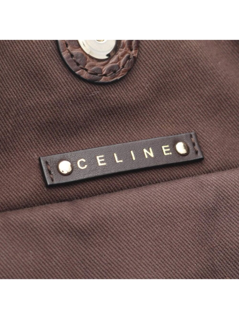 Celine Handbag Bittersweet Macadam Croco Embossed Dark Brown Canvas Leather - Picture 4 of 8